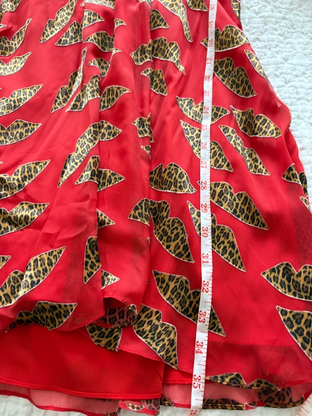 ALICE + OLIVIA x Donald Robertson Catina Faux-Wrap Cheetah Lips Dress sz 12 - Picture 12 of 13
